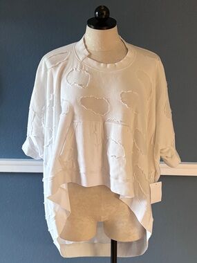 L.A.M.B. White Textured Hi-Low Sweatshirt in TP/XS